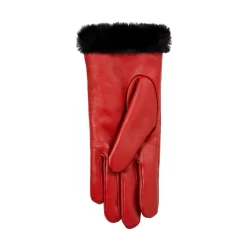 Women’s Touchscreen Faux Fur-Lined Leather Gloves With Zip -Fashion Accessories Shop 7 5022 Berry 3