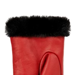 Women’s Touchscreen Faux Fur-Lined Leather Gloves With Zip -Fashion Accessories Shop 7 5022 Berry 5