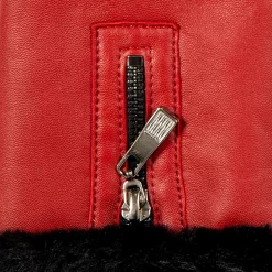 Women’s Touchscreen Faux Fur-Lined Leather Gloves With Zip -Fashion Accessories Shop 7 5022 Berry 7