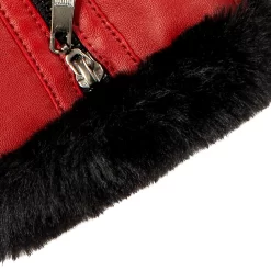 Women’s Touchscreen Faux Fur-Lined Leather Gloves With Zip -Fashion Accessories Shop 7 5022 Berry 9