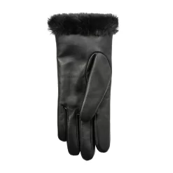 Women’s Touchscreen Faux Fur-Lined Leather Gloves With Zip -Fashion Accessories Shop 7 5022 Black 3