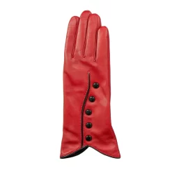 Women’s Wool-Lined Leather Gloves With Buttons And Piping -Fashion Accessories Shop 7 5023 Berry 2