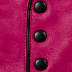 Women’s Wool-Lined Leather Gloves With Buttons And Piping -Fashion Accessories Shop 7 5023 Fuchsia Black 7
