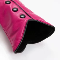 Women’s Wool-Lined Leather Gloves With Buttons And Piping -Fashion Accessories Shop 7 5023 Fuchsia Black 8