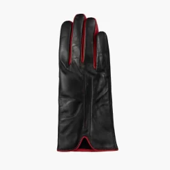 Women’s Single-Point Lined Leather Gloves With Colour Contrast Details -Fashion Accessories Shop 7 5024 Black Berry 2