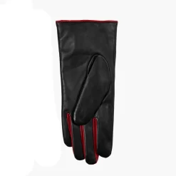 Women’s Single-Point Lined Leather Gloves With Colour Contrast Details -Fashion Accessories Shop 7 5024 Black Berry 3