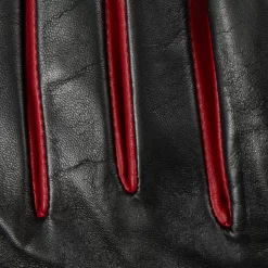 Women’s Single-Point Lined Leather Gloves With Colour Contrast Details -Fashion Accessories Shop 7 5024 Black Berry 6