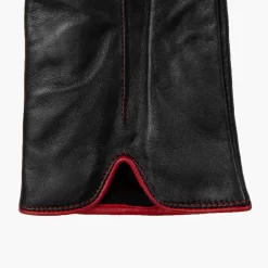 Women’s Single-Point Lined Leather Gloves With Colour Contrast Details -Fashion Accessories Shop 7 5024 black berry 4