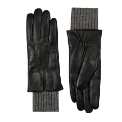 Women’s Three-Point Wool Blend-Lined Leather Gloves With Knitted Cuffs 24 Women’s Three-Point Wool Blend-Lined Leather Gloves With Knitted Cuffs -Fashion Accessories Shop 7 5025 Black Charcoal 1