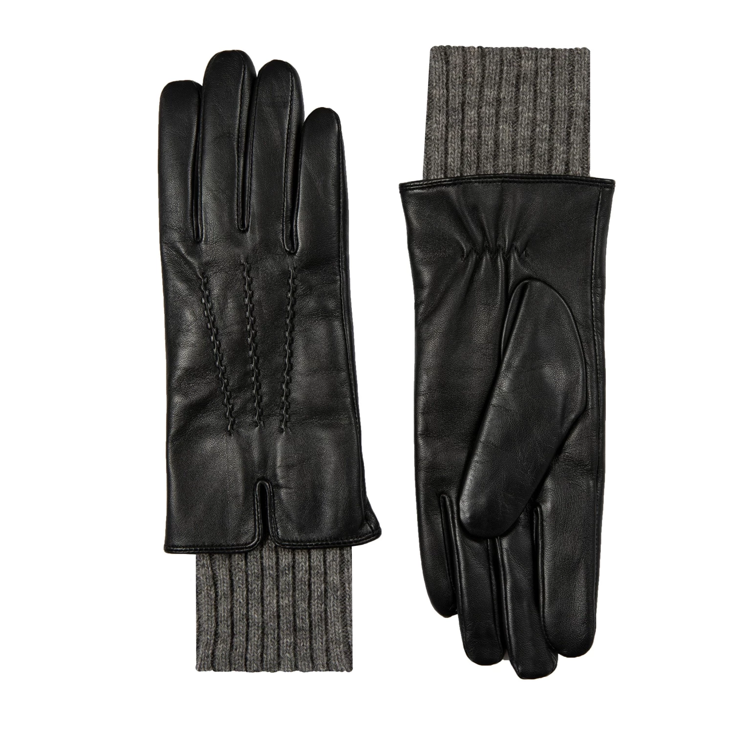Women’s Three-Point Wool Blend-Lined Leather Gloves With Knitted Cuffs 5 Women’s Three-Point Wool Blend-Lined Leather Gloves With Knitted Cuffs - Image 5