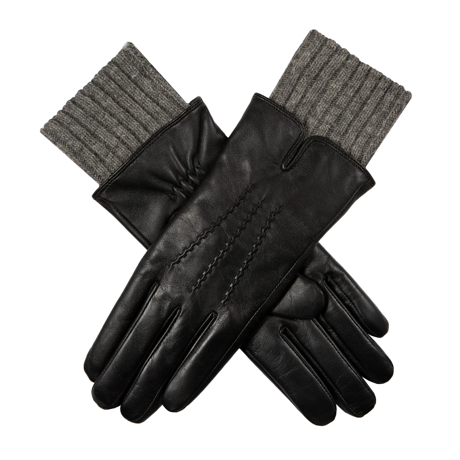 Women’s Three-Point Wool Blend-Lined Leather Gloves With Knitted Cuffs 1 Women’s Three-Point Wool Blend-Lined Leather Gloves With Knitted Cuffs