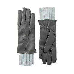 Women’s Three-Point Wool Blend-Lined Leather Gloves With Knitted Cuffs 36 Women’s Three-Point Wool Blend-Lined Leather Gloves With Knitted Cuffs -Fashion Accessories Shop 7 5025 Charcoal 1
