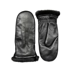 Women’s Three-Point Faux Fur-Lined Leather Mittens 38 Women’s Three-Point Faux Fur-Lined Leather Mittens -Fashion Accessories Shop 7 5026 Black 1