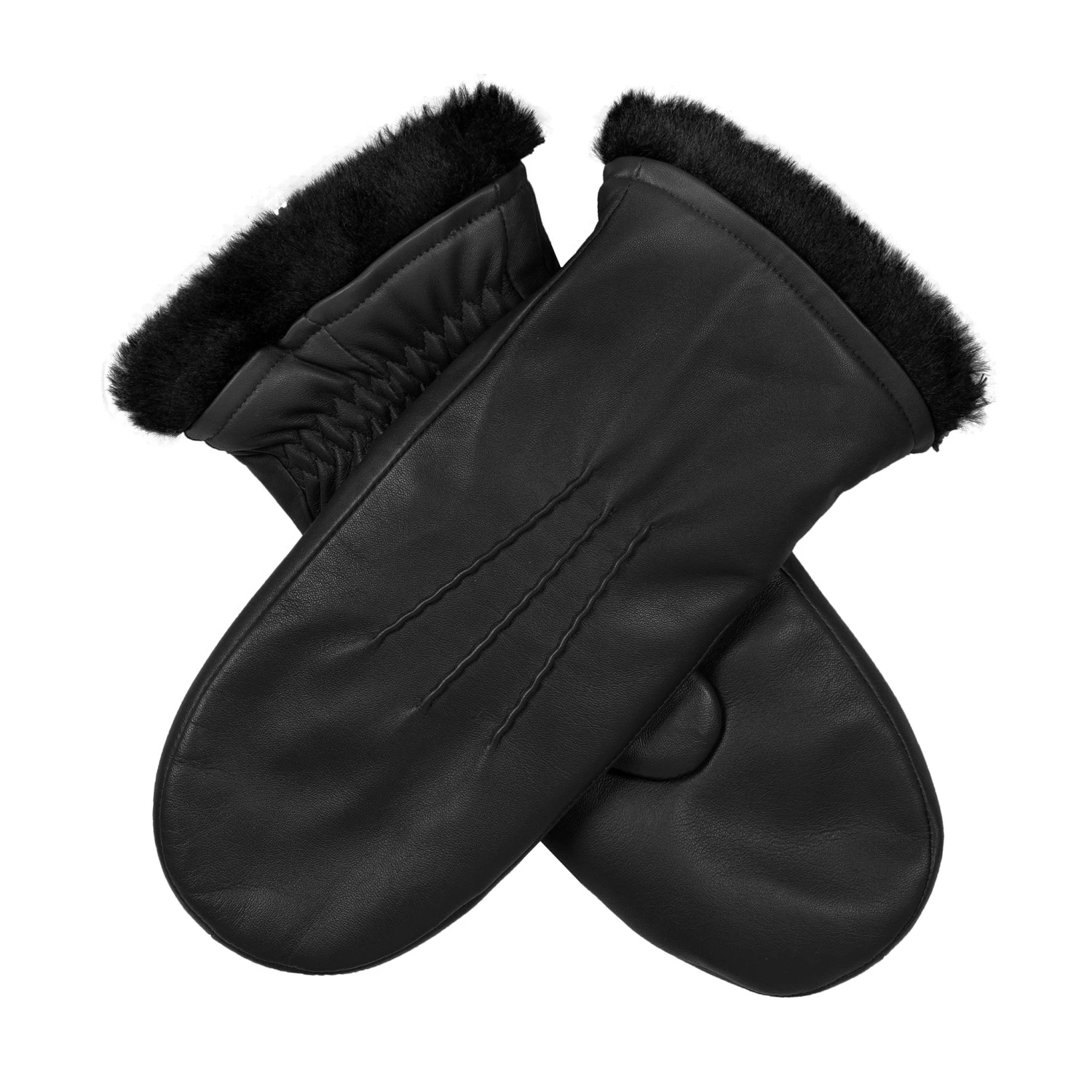 Women’s Three-Point Faux Fur-Lined Leather Mittens 15 Women’s Three-Point Faux Fur-Lined Leather Mittens - Image 15
