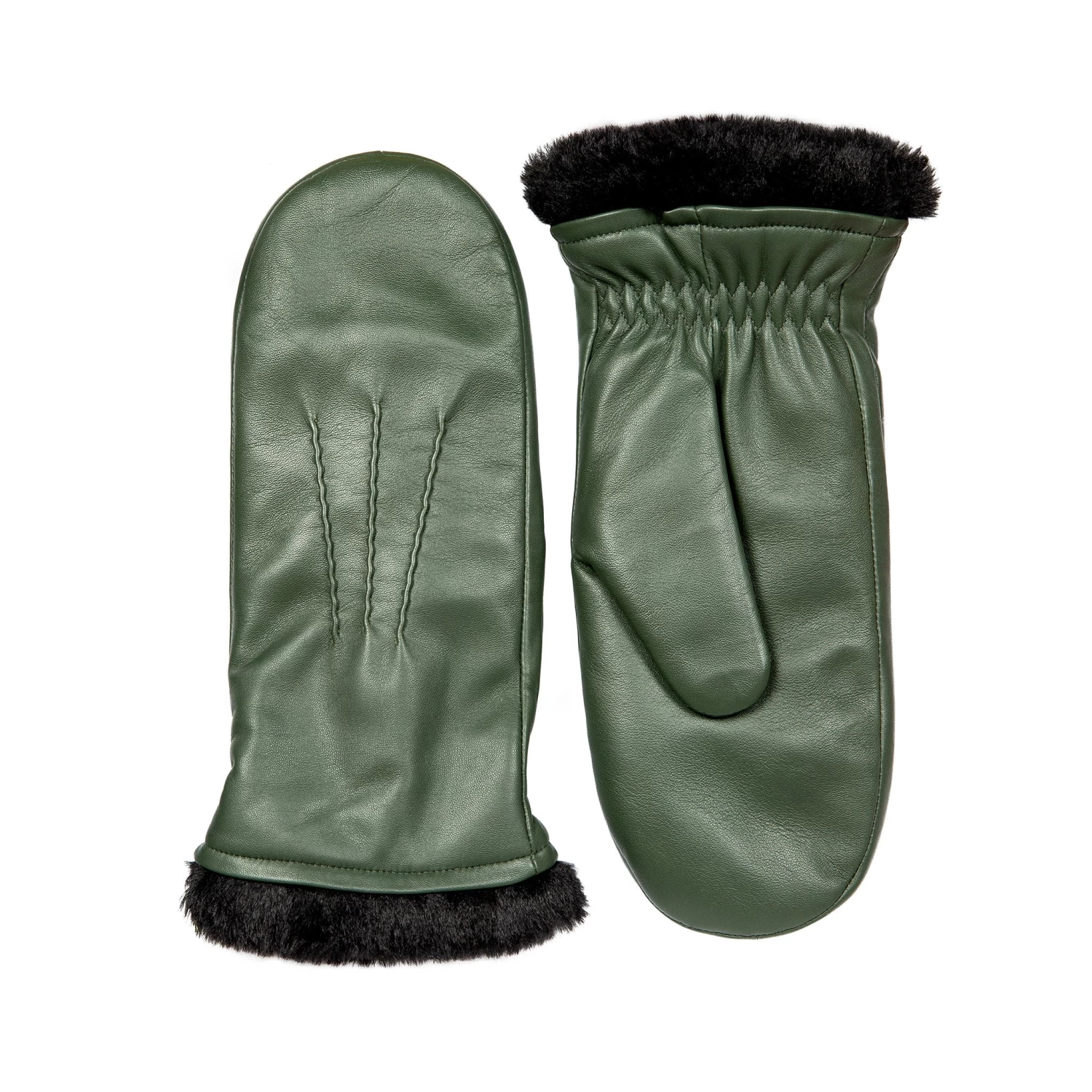 Women’s Three-Point Faux Fur-Lined Leather Mittens 6 Women’s Three-Point Faux Fur-Lined Leather Mittens - Image 6