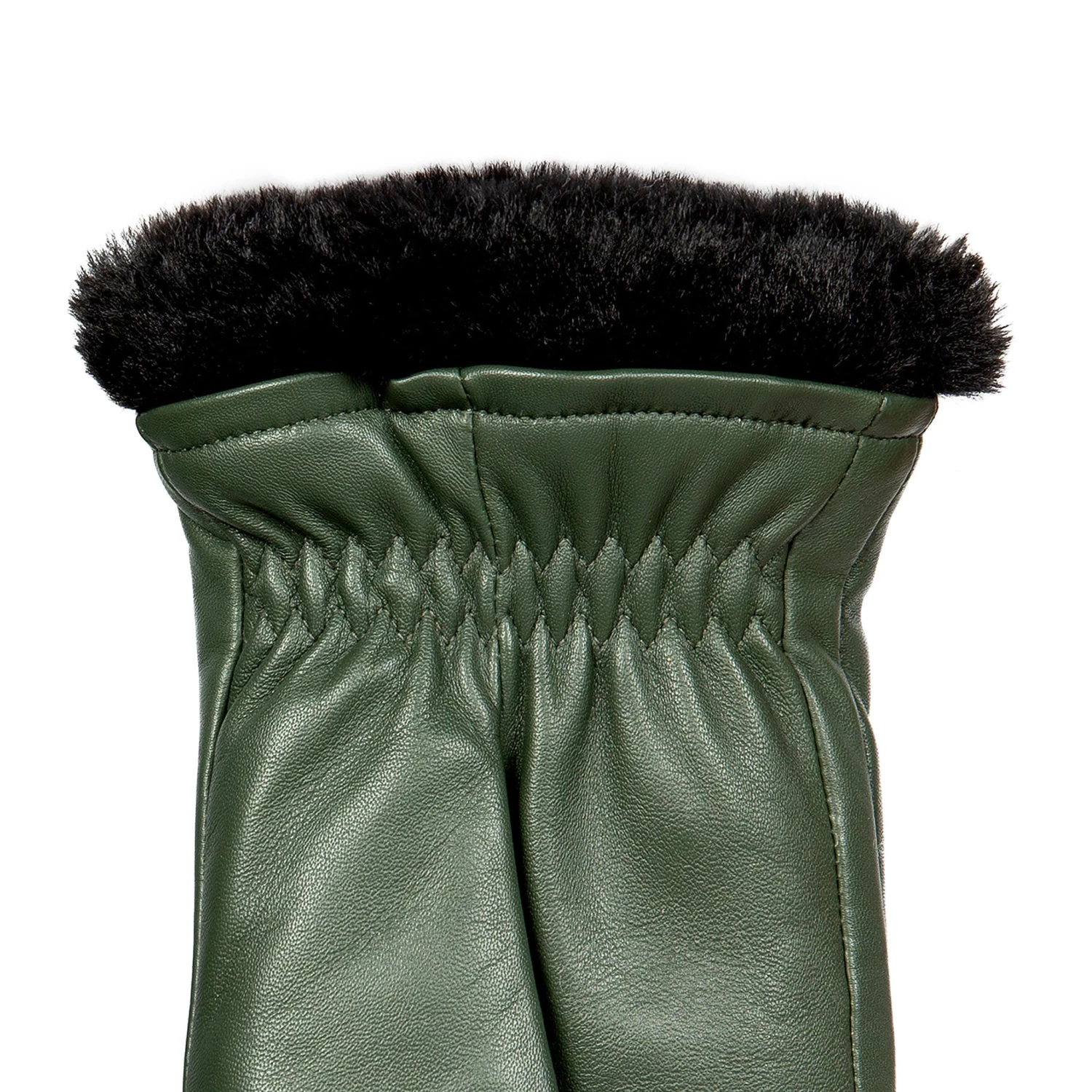 Women’s Three-Point Faux Fur-Lined Leather Mittens 10 Women’s Three-Point Faux Fur-Lined Leather Mittens - Image 10