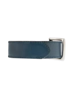 Men's Lined Leather Belt With Contrast Stitching -Fashion Accessories Shop 8 1063BlackRoyalBlueReverse