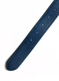 Men's Lined Leather Belt With Contrast Stitching -Fashion Accessories Shop 8 1063BlackRoyalBlueReverse2