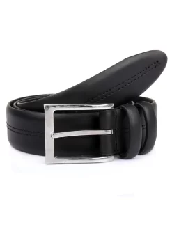 Men's Lined Full-Grain Leather Belt With Stitch Detail
