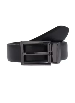 Men's Reversible Grainy Leather Belt With Gunmetal Buckle
