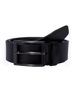 Men's Lined Leather Belt With Gunmetal Buckle