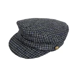 Women's Abraham Moon Dogtooth Tweed Fisherman Cap -Fashion Accessories Shop WOMENS TWEED FISHERMAN CAP IN GRAPHITE
