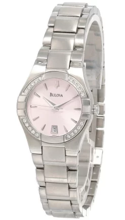 Bulova Light Pink Dial Stainless Steel Women's Watch 96R17