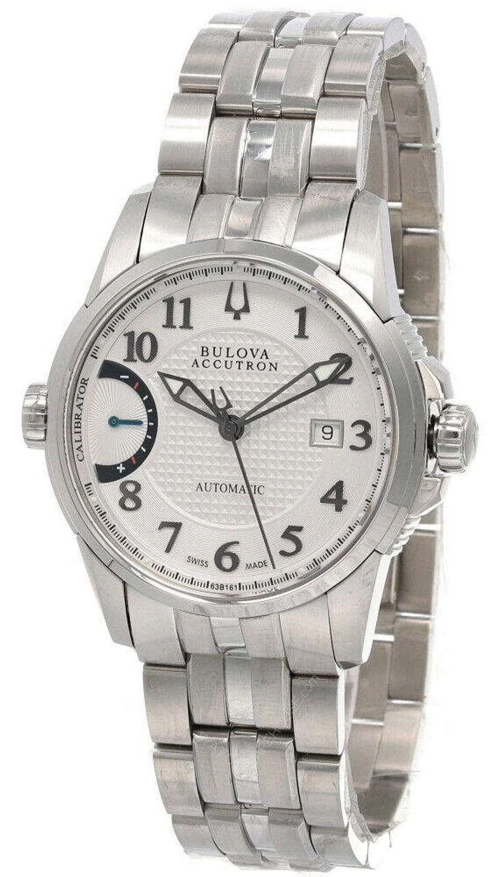 New Bulova Accutron Auto White Dial Stainless Steel Men's Watch 63B161 1 New Bulova Accutron Auto White Dial Stainless Steel Men's Watch 63B161