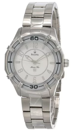 New Bulova Marine Star 36MM Silver MOP Dial SS Women's Watch 96L145