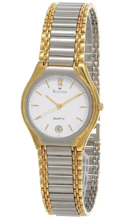 New Bulova White Dial 2-Tone SS Unisex Watch 70291