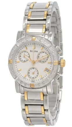 New Bulova White Dial 30MM 2-Tone SS Women's Watch 98R98