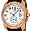 CARTIER Calibre 42MM AUTO 18K PinkGold Brown LTHR Men's Watch W7100009