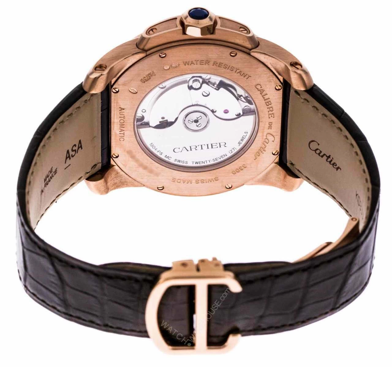 CARTIER Calibre 42MM AUTO 18K PinkGold Brown LTHR Men's Watch W7100009 4 CARTIER Calibre 42MM AUTO 18K PinkGold Brown LTHR Men's Watch W7100009 - Image 4