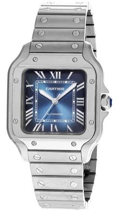 CARTIER Santos De Cartier Medium AUTO Blue Dial Men's Watch WSSA0063