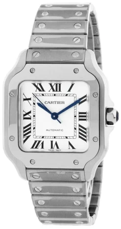 CARTIER Santos De Cartier Silvered Opaline Dial 35.1MM Unisex Watch WSSA0029