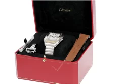 CARTIER Santos De Silvered Opaline Dial 39.8MM Gold Bezel Men's Watch W2SA0009 -Fashion Accessories Shop cartier watches cartier santos de silvered opaline dial 39.8mm gold bezel mens watch w2sa0009 43628.1653074087