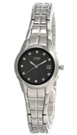CITIZEN Eco Drive Black Dial SS Women's Watch EW1410-50G