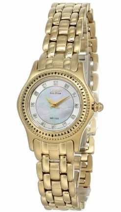 CITIZEN Riega Eco Drive MOP Dial Gold-Tone SS Women's Watch EP5622-53D