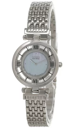 CITIZEN Stiletto Eco Drive Blue MOP Dial SS Women's Watch EG3080-55N