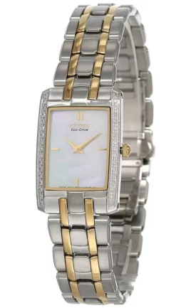 CITIZEN Stiletto Eco Drive MOP Dial 2-Tone Women's Watch EG3174-53D