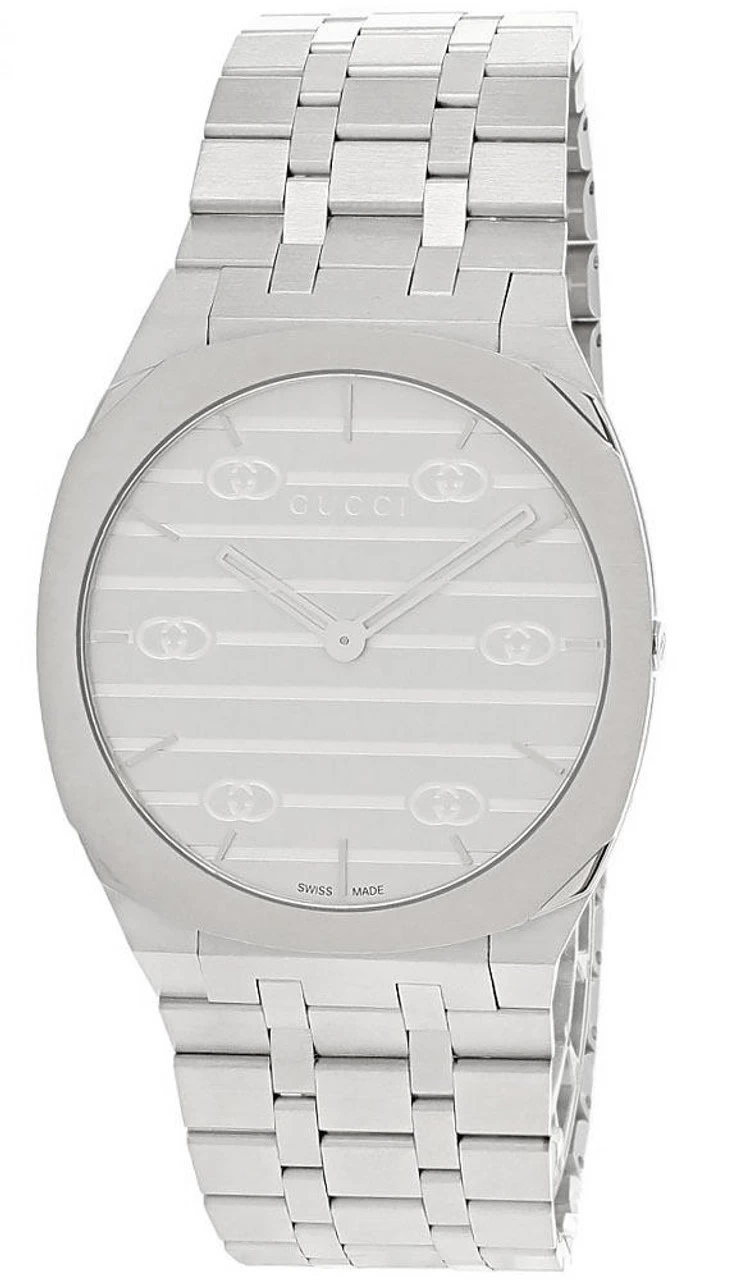 GUCCI 25H 38MM Thin Quartz Stainless Steel Silver Dial Men's Watch YA163407 1 GUCCI 25H 38MM Thin Quartz Stainless Steel Silver Dial Men's Watch YA163407