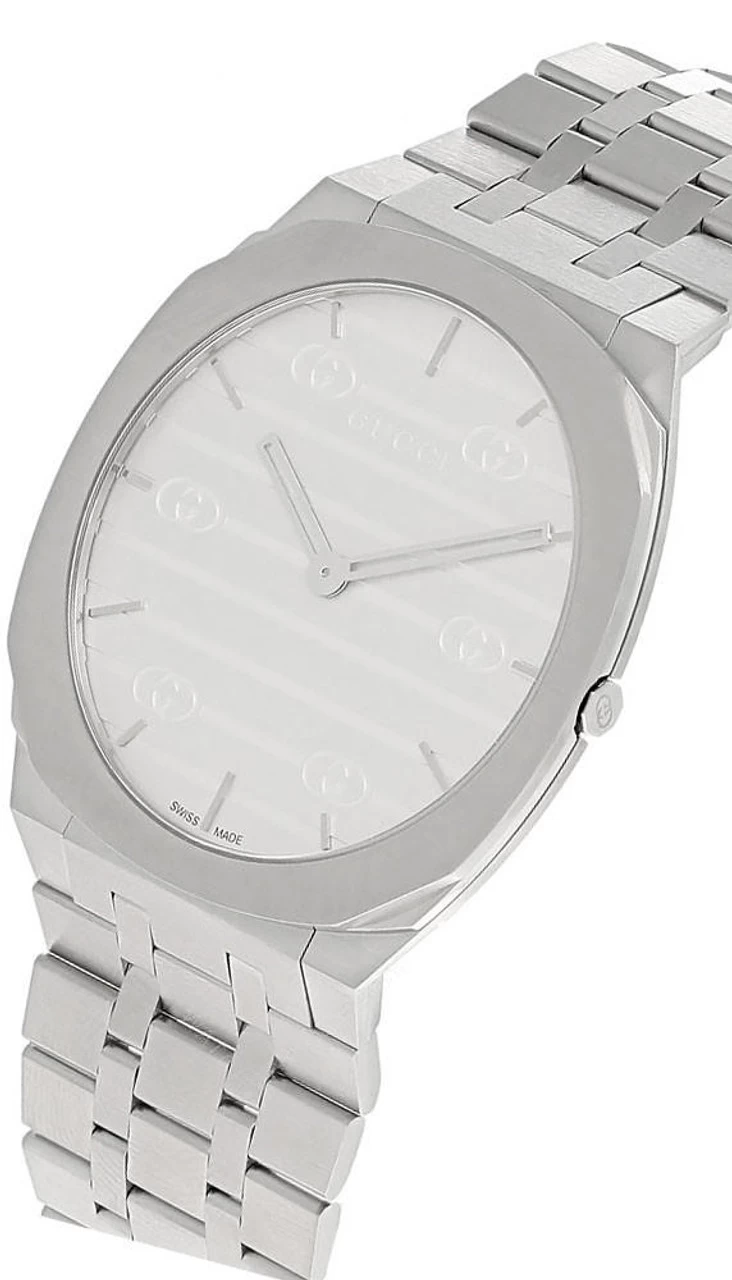 GUCCI 25H 38MM Thin Quartz Stainless Steel Silver Dial Men's Watch YA163407 2 GUCCI 25H 38MM Thin Quartz Stainless Steel Silver Dial Men's Watch YA163407 - Image 2