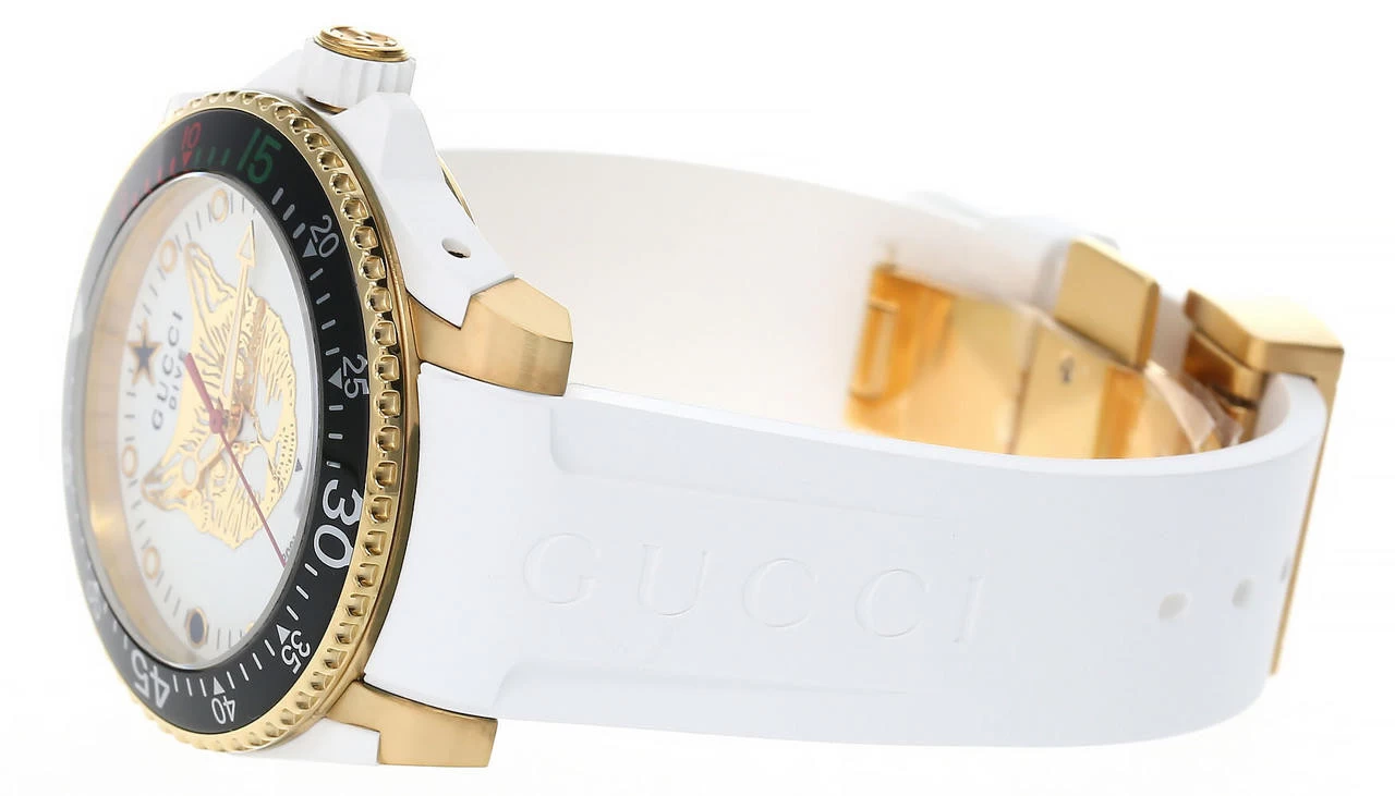 GUCCI Dive 40MM White Feline Head Dial Rubber Men's Watch YA136322 2 GUCCI Dive 40MM White Feline Head Dial Rubber Men's Watch YA136322 - Image 2