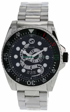 GUCCI Dive 45MM Quartz Stainless Steel Black Dial Men's Watch YA136218