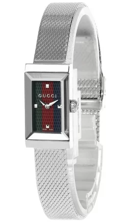 GUCCI G-Frame 14x25MM SS Green/Red/Blue Dial Women's Watch YA147510