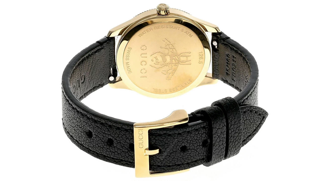 GUCCI G-Timeless 32MM SS Silver Dial Black LTHR Women's Watch YA1265023 3 GUCCI G-Timeless 32MM SS Silver Dial Black LTHR Women's Watch YA1265023 - Image 3