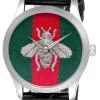 GUCCI G-Timeless 38MM Green/Red Dial LTHR Strap Men's Watch YA1264149