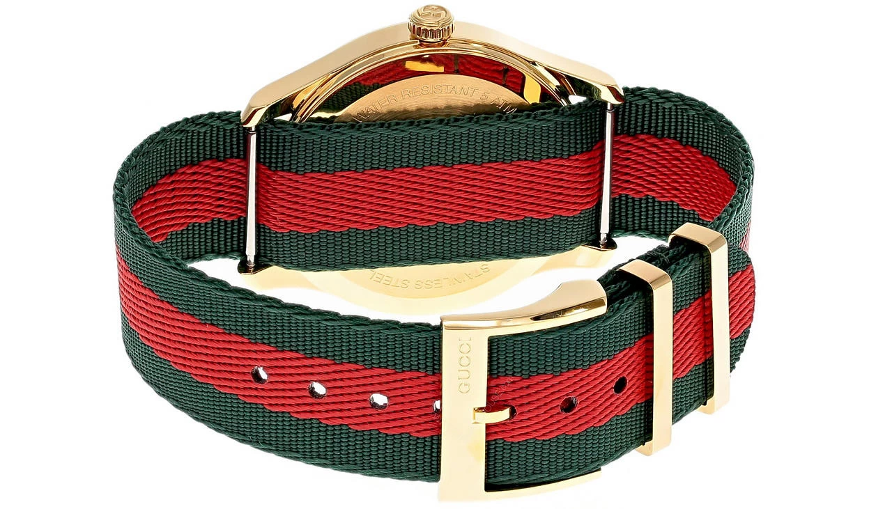 GUCCI G-Timeless 38MM QTZ Green/Red Nylon Strap Unisex Watch YA126487B 3 GUCCI G-Timeless 38MM QTZ Green/Red Nylon Strap Unisex Watch YA126487B - Image 3