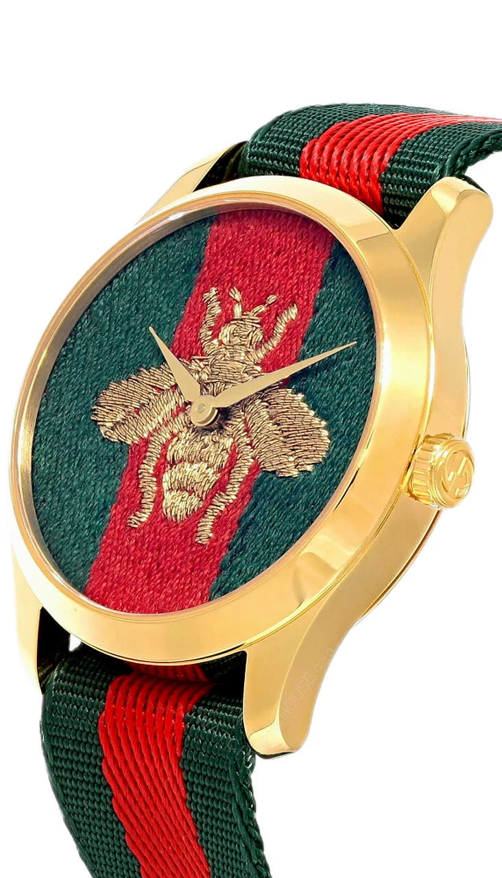 GUCCI G-Timeless 38MM QTZ Green/Red Nylon Strap Unisex Watch YA126487B 2 GUCCI G-Timeless 38MM QTZ Green/Red Nylon Strap Unisex Watch YA126487B - Image 2