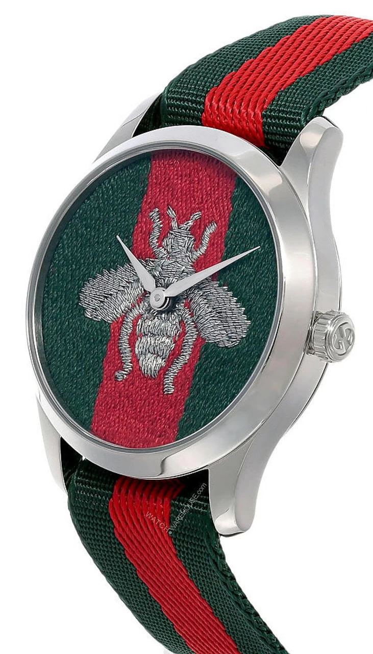 GUCCI G-Timeless 38MM QTZ SS Green/Red Nylon Strap Men's Watch YA1264148 2 GUCCI G-Timeless 38MM QTZ SS Green/Red Nylon Strap Men's Watch YA1264148 - Image 2